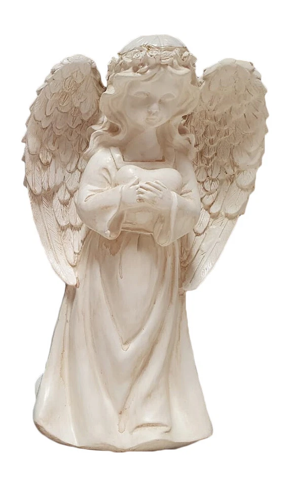Solar Powered Angel Holding Heart Figurine LED Light Outdoor Garden Decor Statue - Image 2 of 4