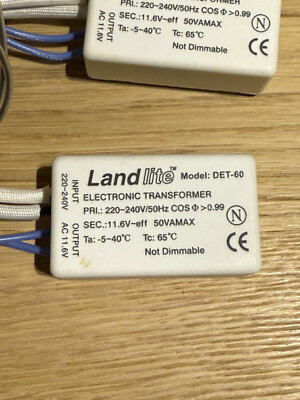 2x MINITRAFO 1 60VA 12V AC Landlite DET-60 Halogentrafo