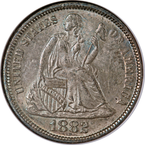 1882 Seated Liberty Dime NGC MS61 Superb Eye Appeal Strong Strike - Photo 1 sur 4