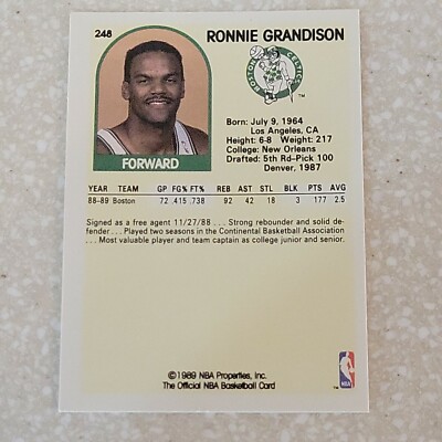 1989 1990 89 90 NBA HOOPS BASKETBALL CARD RONNIE GRANDISON #248 | eBay