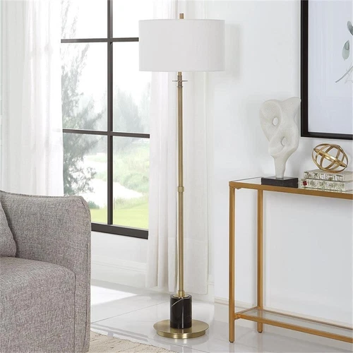 Uttermost Guard Transitional Metal Marble and Fabric Floor Lamp in Brass/Gold - Picture 7 of 7