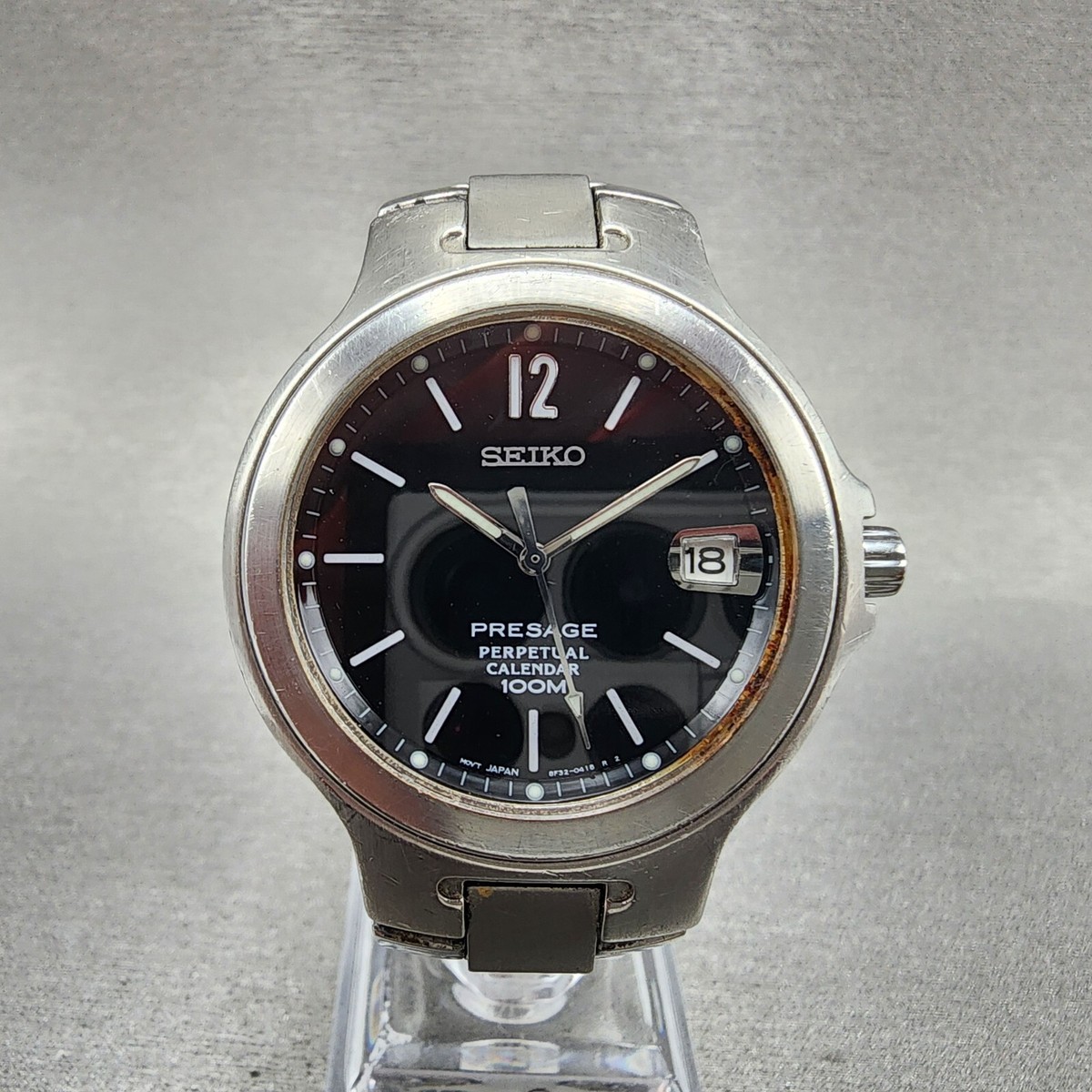 Seiko Presage Perpetual Calendar Watch Men 37mm Black Dial Steel