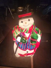 VINTAGE BLOW MOLD 43" SANTA'S BEST FROSTY THE SNOWMAN W/CANE
