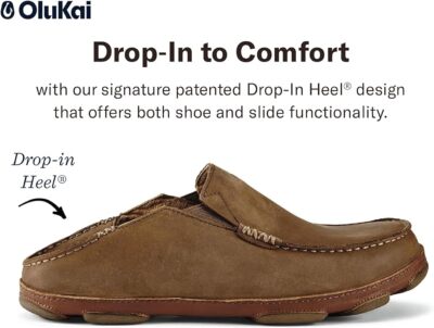 Olukai Moloa Brown Leather Drop Heel Slip On‎ Comfort Loafers Mens Size 10 Olukai Moloa Leather Slip-On Shoes Men main image 2