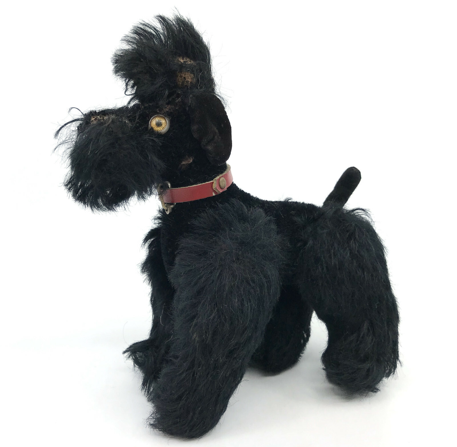 Steiff Snobby Poodle Dog Black Mohair Plush 14cm 5.5in 1960s Collar no ID  Vtg
