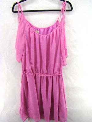 A New Day Women's Dress Medium NWT Pink Scoop Neck Flutter Sleeve Polka Dots NEW