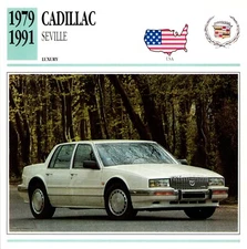 Cadillac Seville, 1979-1991. Collectors Club card. Classic Cars
