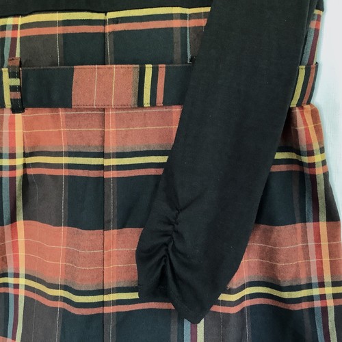 Monroe & Main Belted Midi Dress Vtg Size 18W Plaid Black Brown Yellow USA-Made - Picture 5 of 23