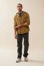 Katin Men's Harold Hooded Flannel Shirt Jacket Size Men's XL Yellow