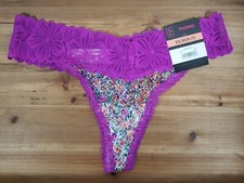 No Boundaries THONG XS Floral Lace Underwear Purple Panties Womens