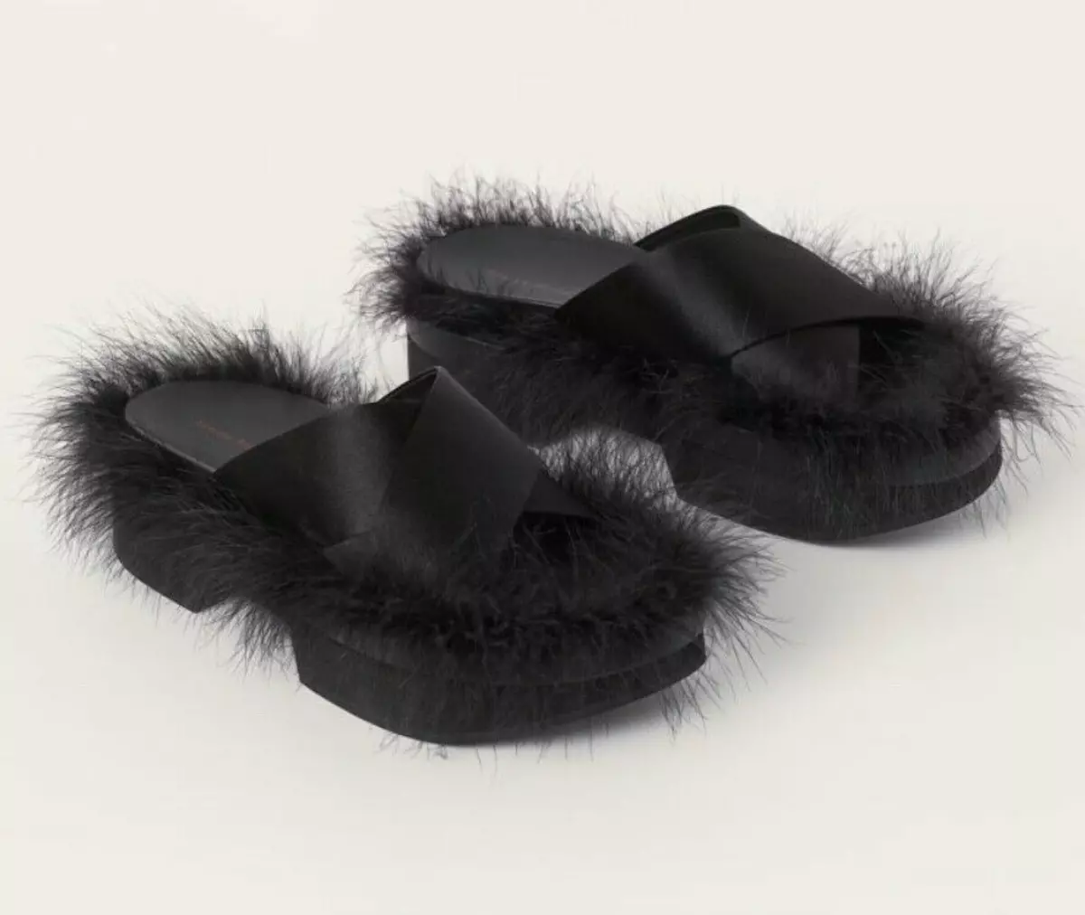 Simone Rocha x H M Feathered Detail Black Slides shoes size US 8.5