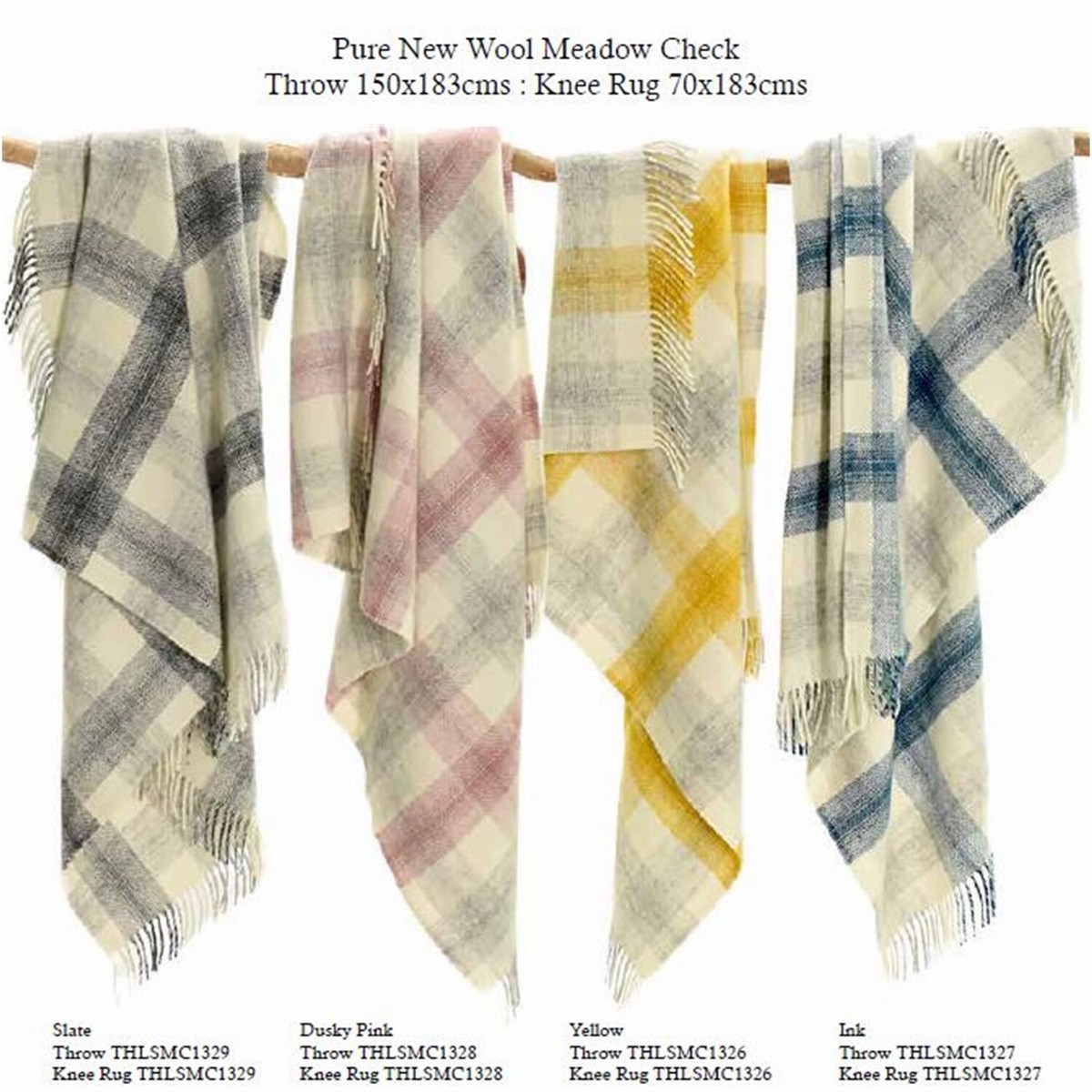 TWEEDMILL TEXTILES KNEE RUG 100% Wool Throw Blanket CHEQUERED