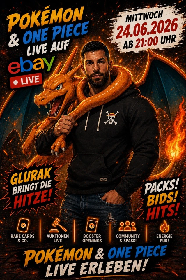 🔥 Pokemon & One Piece Live, Sealed, Booster, Singles & Auktionen ab 21 Uhr