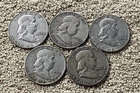 90% Silver Franklin Half Dollars Lot Of (5). Free Shipping.