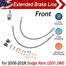 For 2006-2018 Dodge Ram 1500 2wd Front Extended Brake Lines Kit Stainless Steel