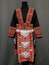 Hmong Sisters 3 PC Hmong Skirt Top Outfit Embroidery Beaded Tassles Size 42