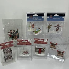 Lemax Carol Town Christmas Village Figures Lot Sled Bench Carolers Ice Dancer