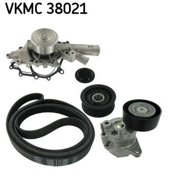 Cooling Water Pump + V-Ribbed Belt Kit SKF VKMC 38021 Fits Mercedes-Benz