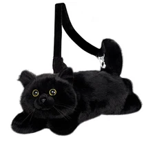 Chongker Cat Plush Toy Realistic - Realistic Cat-shaped Backpack Black Cat Bag