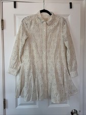 Cream Eyelet Sezane Summer Longsleeve Dress - Size 38
