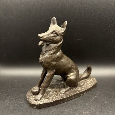 Deutscher Schäferhund 'Fetch' Kaltguss Bronze ERBEN 13cm x 15cm Skulptur