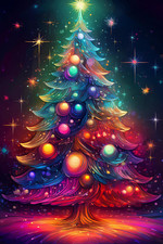 ABSTRACT CHRISTMAS TREE CANVAS PRINT WALL ART READY TO HANG CA144