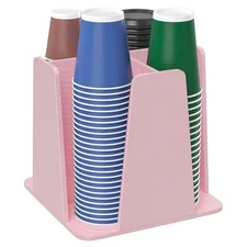 Coffee Cup Organizer for Countertop - Rotating Plastic Cup Holder 4 Compartme...