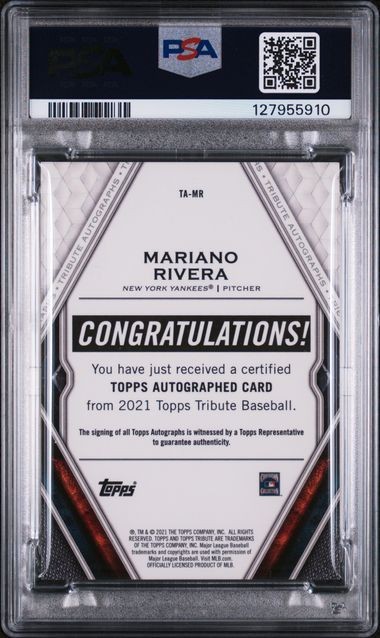 2021 Topps Tribute MARIANO RIVERA Black Auto PSA 8 / Auto 10 1/1 view 2