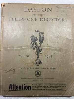 Vintage 1943 Dayton Ohio Phone Directory Yellow Pages