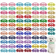 80 Pcs Dog Bowtie Flower Collar Girl Dog Accessories Adjustable Girl Puppy