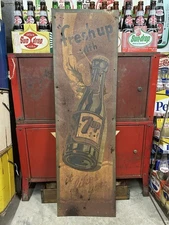 VINTAGE 7 Up SIGN VERTICAL BOTTLE IN HAND SUNDROP CHEERWINE
