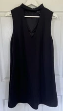 Smak Parlour Philadelphia Shift Dress Medium Black Collared Vneck Pockets