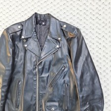 Vtg Leather Cafe Racer Motorcycle Biker Jacket IDEAL Zipper 60s 70s - Large