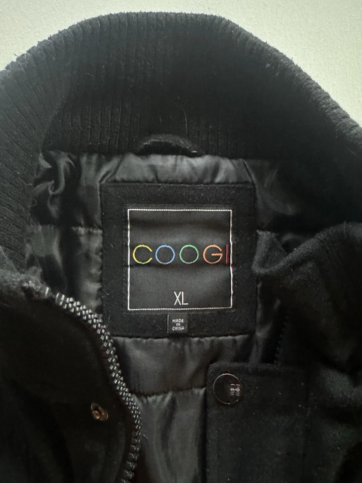 Coogi Coat Mens XL Black Wool Blend Zip Snap Winter Jacket Bomber Baggy Street - Image 3 of 4