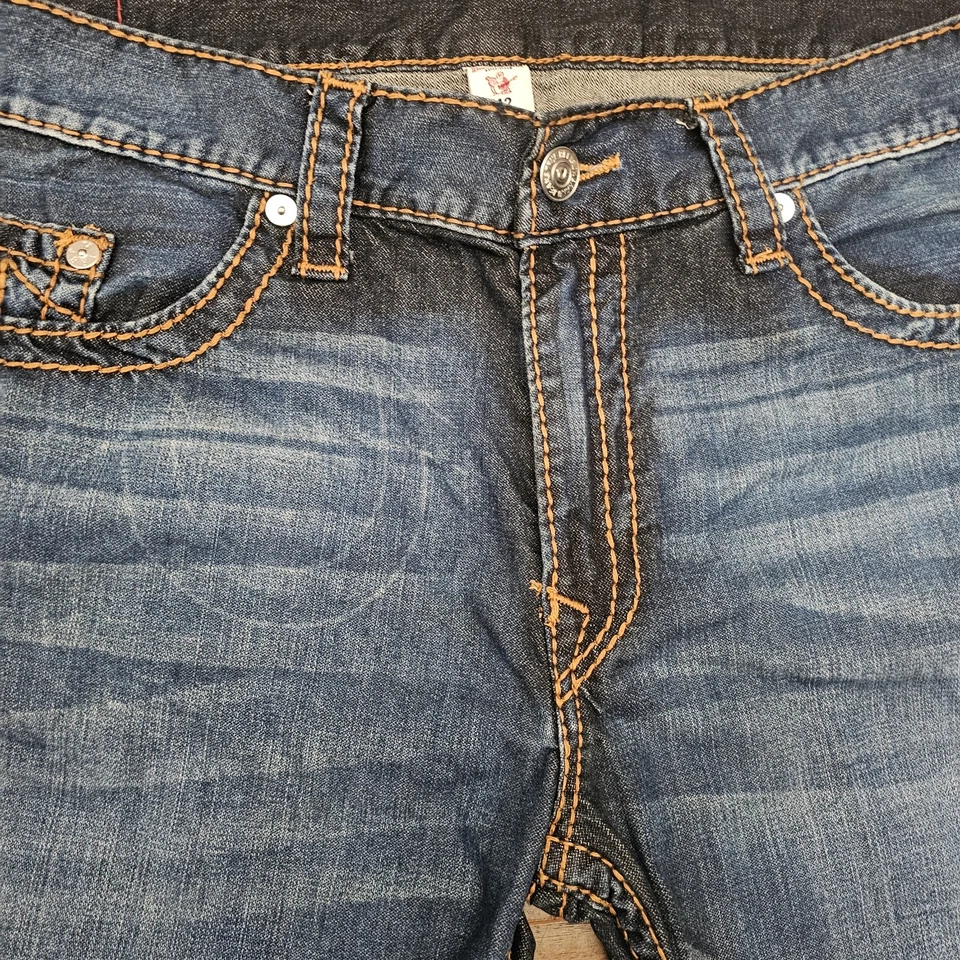 True Religion Men's 42x32 Skinny Big T Thick Stitching Denim Jeans Medium Wash - Image 3 of 4