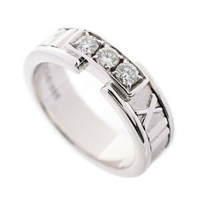 Anillo Tiffany & Co. Atlas K18 Oro Blanco 3P Diamante US4.5 Para Mujer