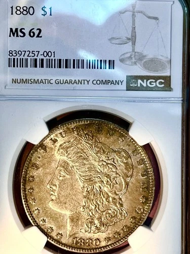 1880 P Morgan  Dollar NGC  TONED NEAR FLAWLESS Clearance was $250 now $150