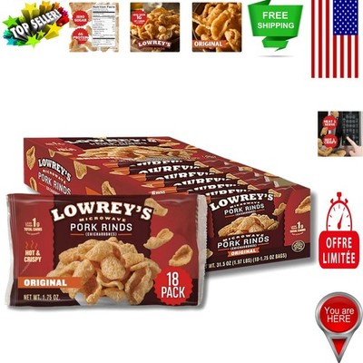 1.75oz  Bacon Curls Pork Rinds - 18 Pack of Crispy, Low-Carb Treats