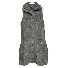 Image of WHBM Grey Boucle Sleeveless Sweater Tunic Vest SP EUC Textured Layer Minimalist
