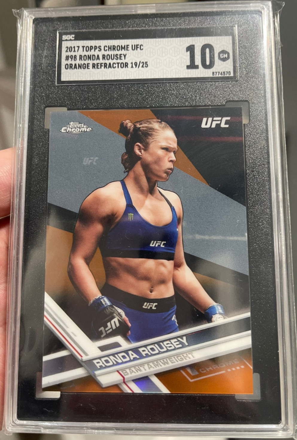 2017 Topps UFC Chrome Ronda Rousey Orange Refractor /25 SGC 10 Gem Mint