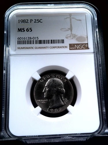 1982 P Washington Quarter 25c - NGC MS65 - Exceptional Eye Appeal - Tough Find!