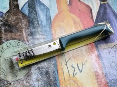 Spyderco Counter Critter Kitchen Knife  7Cr17 Serrated Blade Blue Plastic Handle