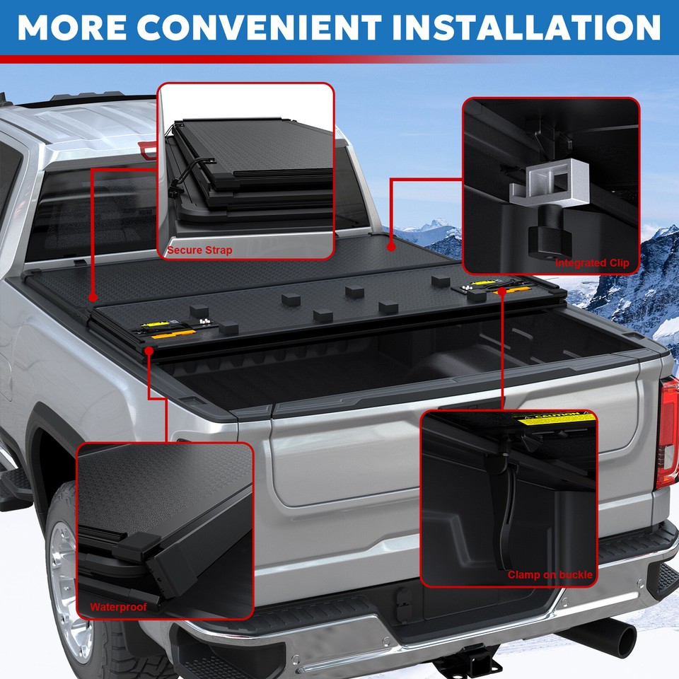 5.2 Ft Hard 3-Fold Truck Bed Tonneau Cover For 15 - 25 Chevy Colorado Gmc Canyon