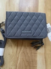Vera Bradley 3-In-1 Crossbody RFiD Carbon Gray Phone Case Wallet NWT $99