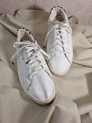 Keds Woman's White Kate Spade Sneakers Leopard Print Heels - Main Image