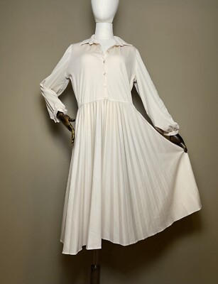 Vintage 1970s JCPenney Fashions Beige Shirt Dress VOLUP Size L | eBay
