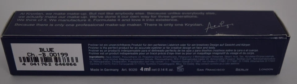 Maquillaje profesional Kryolan Proliner azul nuevo 0,14 oz Foto 3 de 4