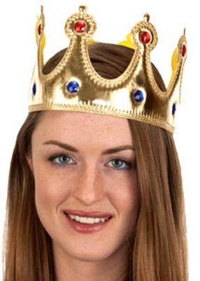 RENAISSANCE MEDIEVAL PRINCE KING QUEEN COSTUME CROWN HAT GOLD JEWELED ADULT