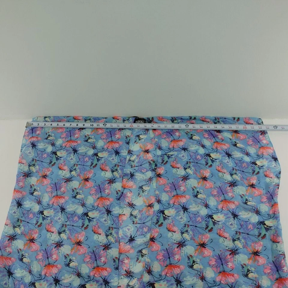 Floral Print Square Cover -Up Blue Pink Butterfly Pattern Lightweight Duster - Image 3 of 4