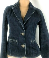 Paige Blue Denim Jean Jacket Small Wilshire Blvd Blazer Distressed Pockets